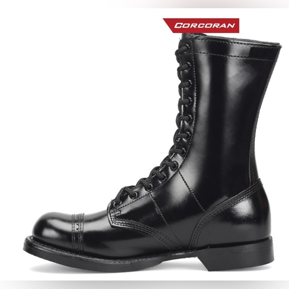 VTG CORCORAN JUMP BOOTS MENS 7.5 DBlack Leather Cap Toe Paratrooper Military - Picture 10 of 10